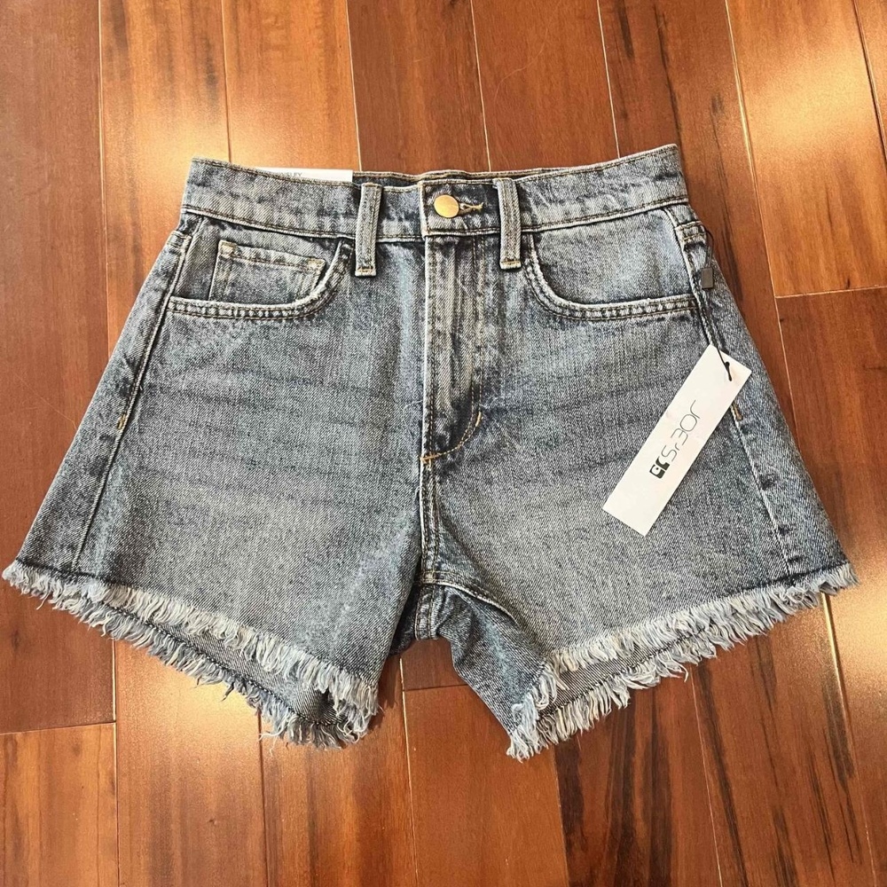 New NWT Joe's The Kinsley High Rise 4" Short Denim Jean Blue‎ Frayed Hem Size 24